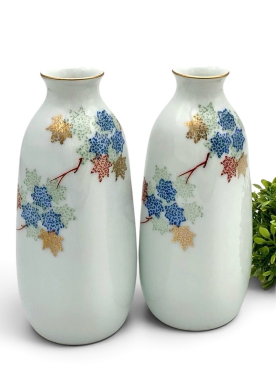 Vintage Other - Vtg Fukagawa Sake Decanter Matching Set Porcelain Bud Vase Gold Gilt Arita Japan